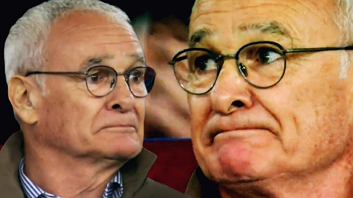 La commozione di Claudio Ranieri che riceve la standing ovation dell’Olimpico durante Roma–Leicester.