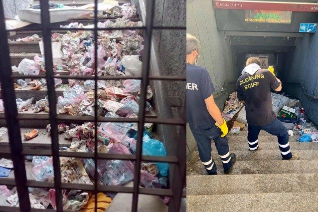 L'entrata della Metro di Roma chiusa per Covid era diventata una discarica abusiva - Vimarsana News