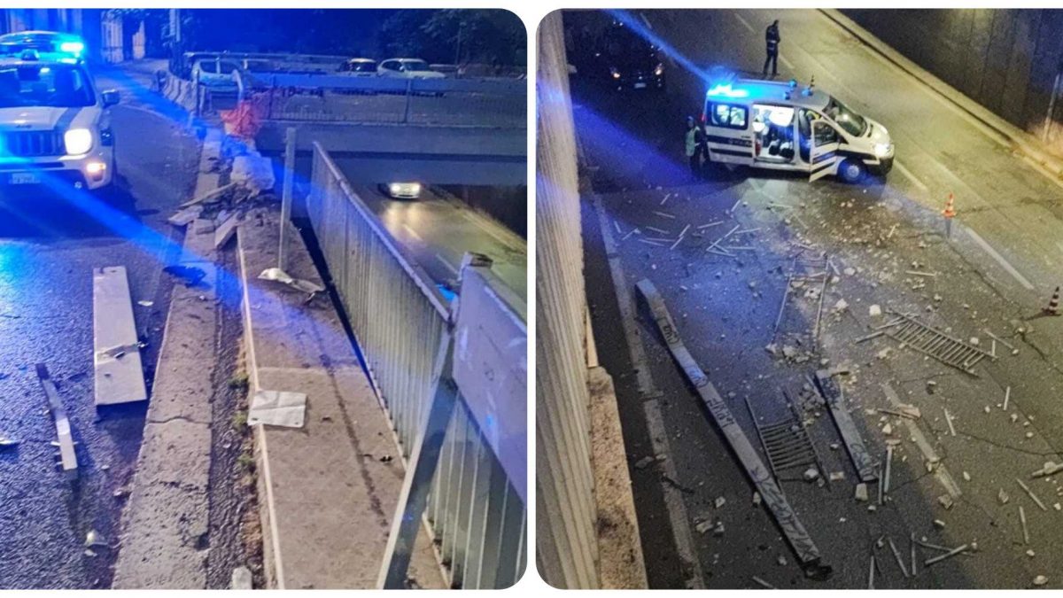 Il parapetto sfondato sul Lungotevere Arnaldo da Brescia