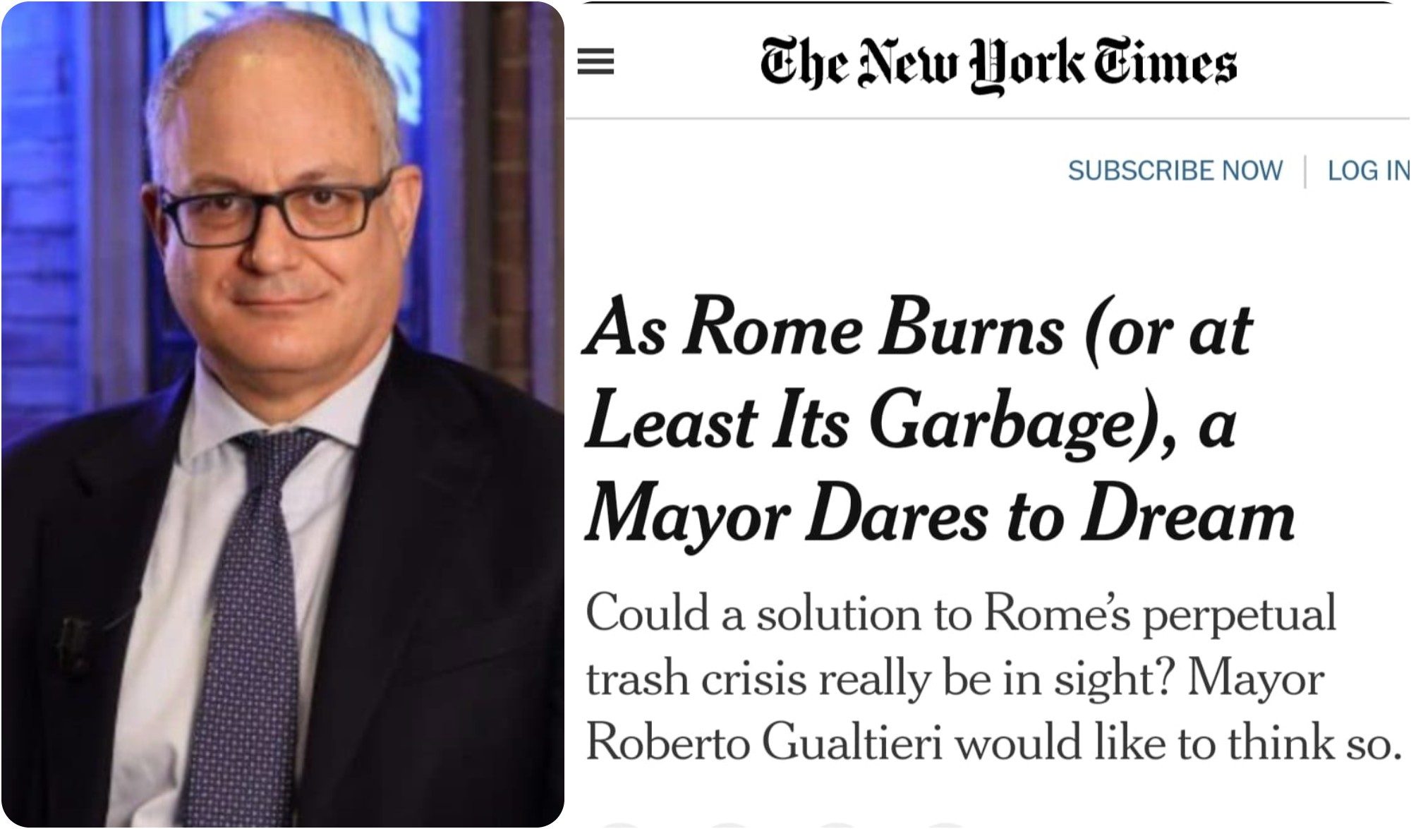 Emergenza rifiuti, Gualtieri finisce sul New York Times Il