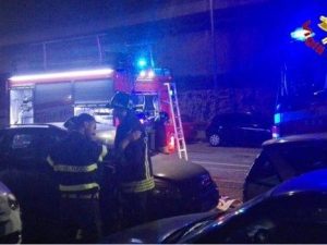 L'intervento dei vigili del fuoco in via Giovanni Battista Viotti