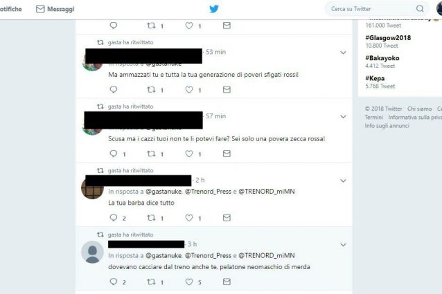 Alcuni degli insulti a chi ha segnalato l’annuncio offensivo contro gli zingari