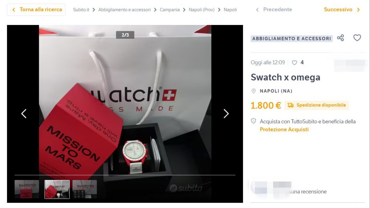 Napoli, i nuovi orologi Swatch-Omega già rivenduti sul web a 1.800 euro