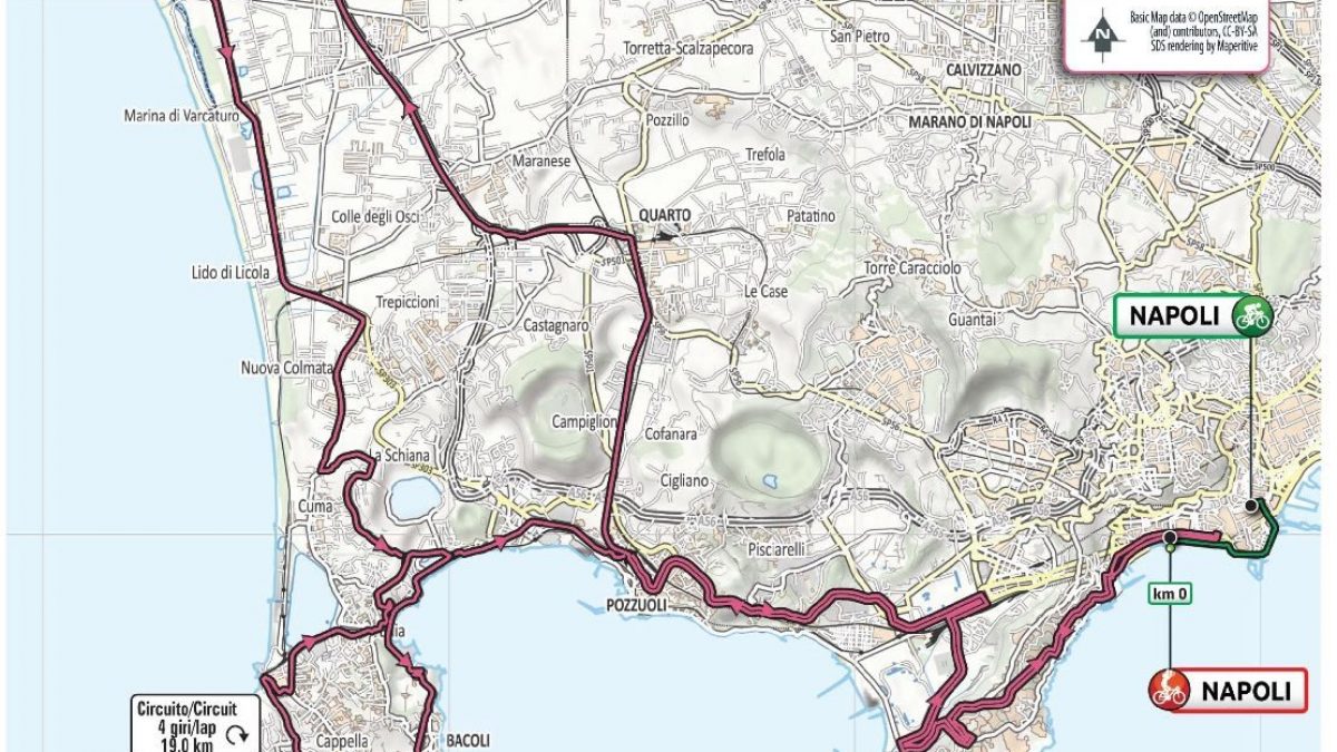 Il percorso dell'ottava tappa del Giro d'Italia 2022 a Napoli–Monte di Procida