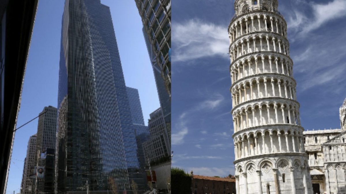 La Millenium Tower di San Francisco a confronto con la Torre di Pisa in Italia