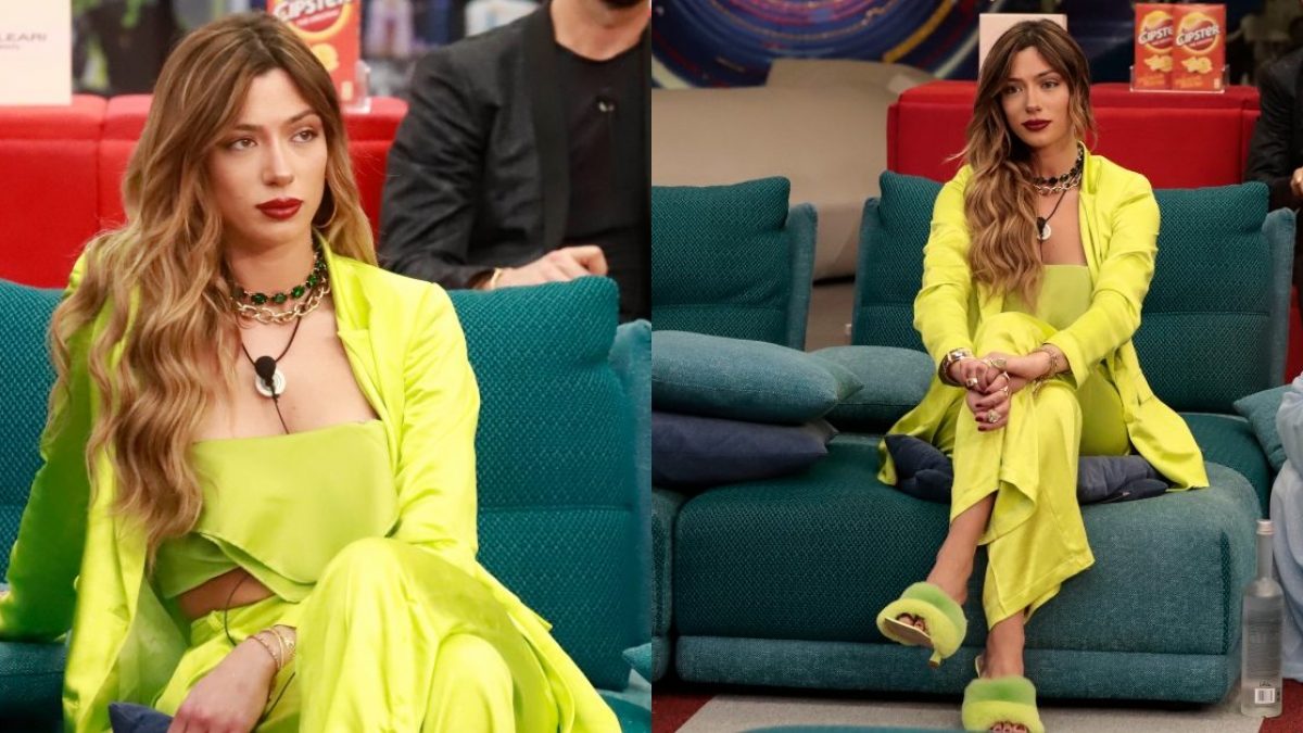 Soleil Stasi è fluo al GF Vip 6: dice addio ad Alex Belli con tailleur e  crop top coordinati