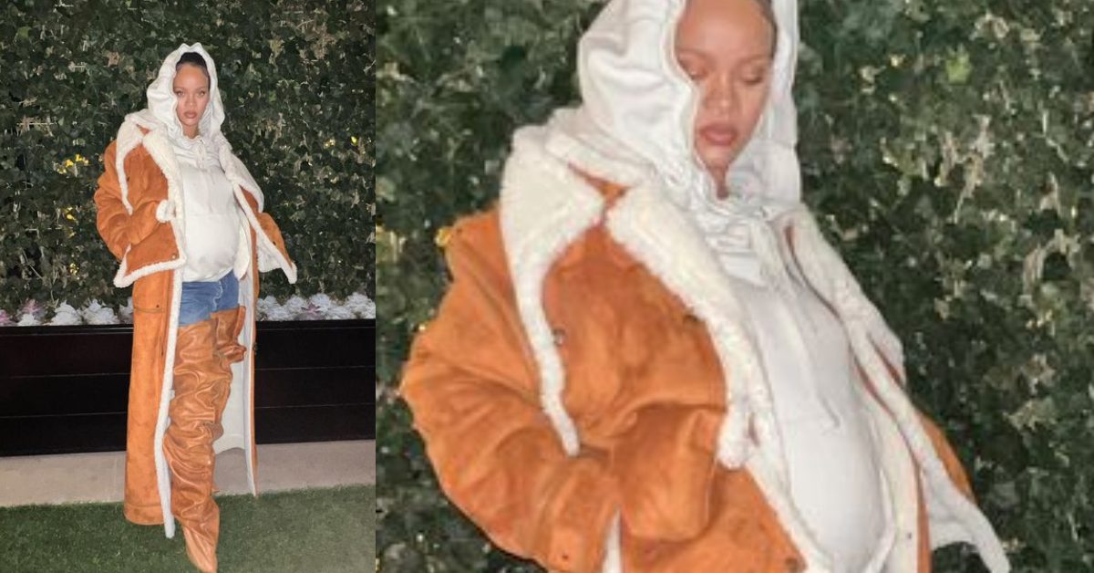 Rihanna per la prima volta copre il pancione: il look premaman è coi maxi  stivali-pantaloni