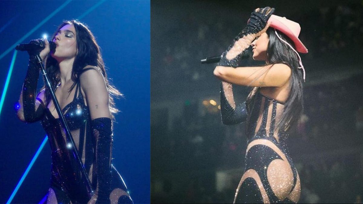Dua Lipa in Mugler, foto via Instagram @lorenzoposocco