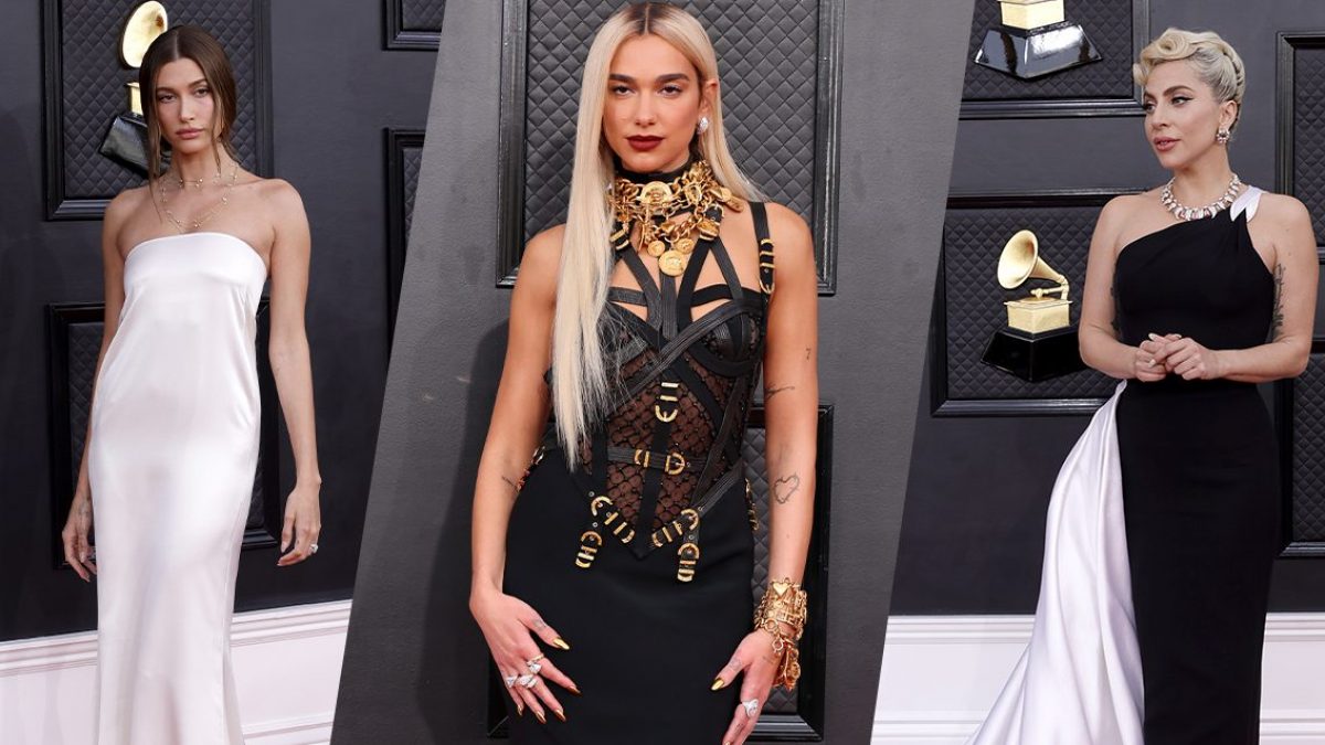 Hailey Biber in Saint Laurent, Dua Lipa in Versace, Lady Gaga in Giorgio Armani Privé