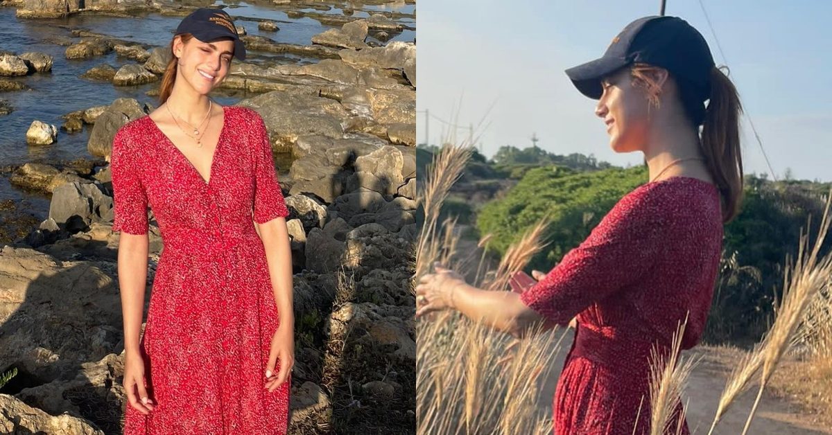 Miriam Leone torna in Sicilia, per l'estate abbina il maxi abito vintage al  cappello con la visiera