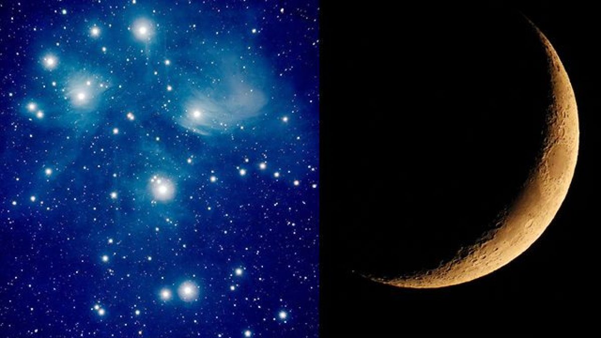 Pleiadi e falce di Luna. Credit: Andrea Centini