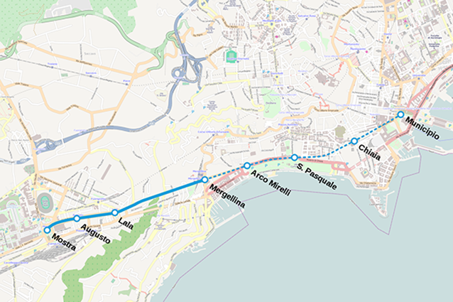 Mappa linea 6 della Metropolitana di Napoli