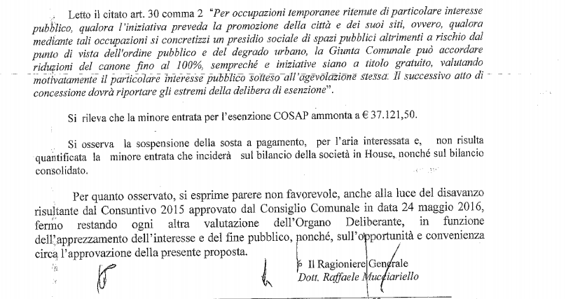 Il parere contrario della ragioneria generale del Comune all’esenzione del canone suolo per l’evento Dolce e Gabbana