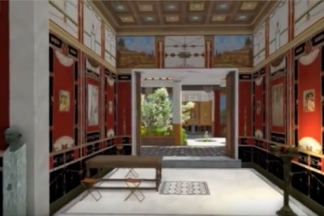L’interno, ricostruito in 3D, di una villa pompeiana