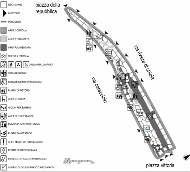 Mappa della Villa Comunale (Fonte: Comune di Napoli).