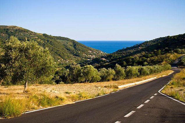 Strada statale con vista sul comune di Montecorice (Facebook).