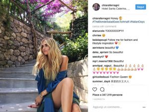 Chiara Ferragni in vacanza sulla Costiera amalfitana: le foto spopolano su Instagram