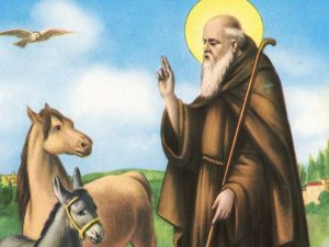 Sant'Antonio Abate il protettore dei macellai ritratto sempre con un maialino