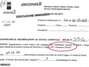 Per la festa a Maradona il Comune di Napoli non ha incassato la Cosap