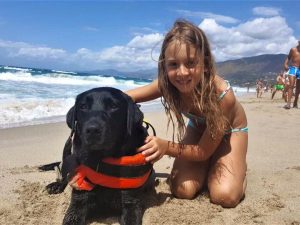 Palinuro, la piccola Caterina salvata in mare dal cane 'bagnino' Lux