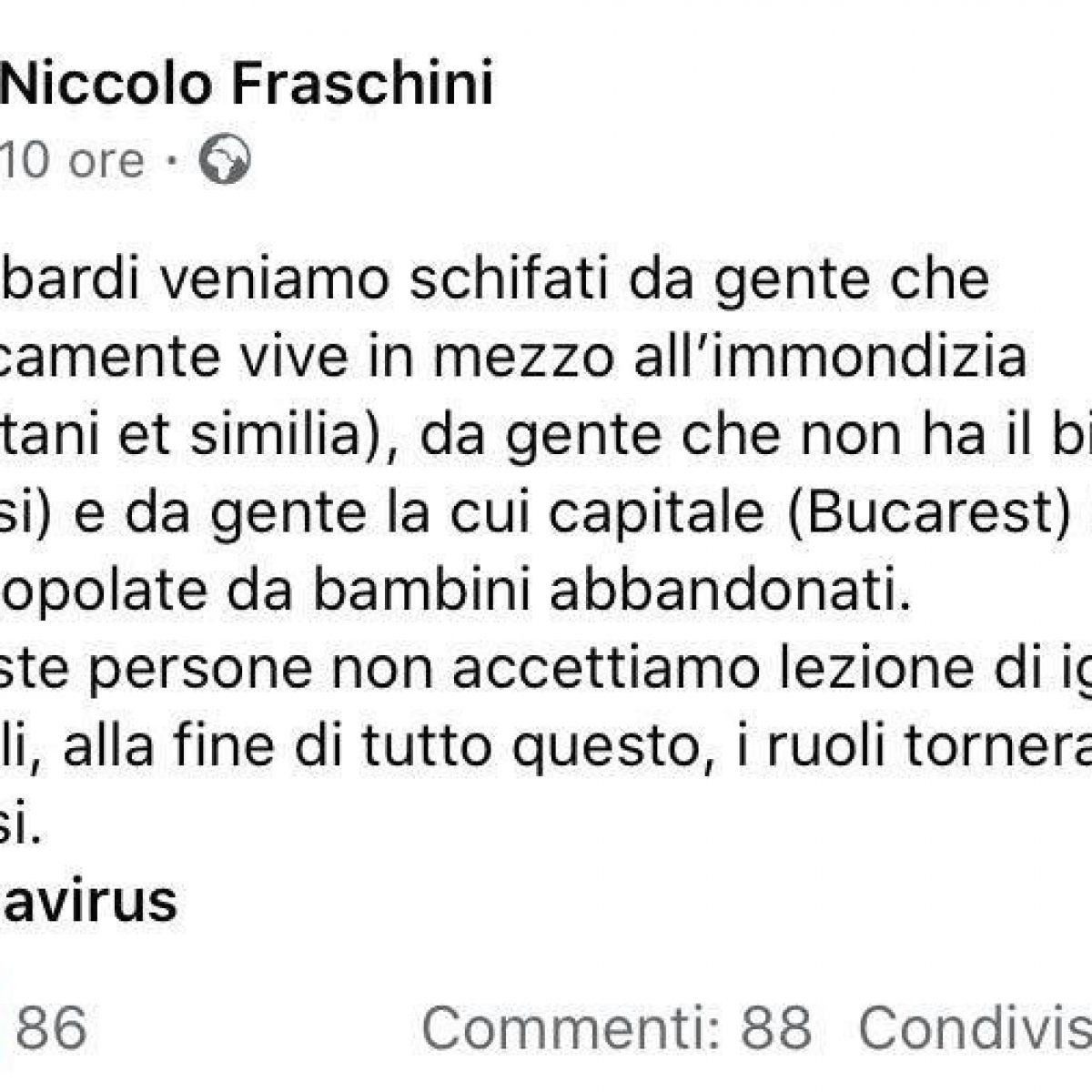 Coronavirus Post Del Consigliere Di Pavia Contro Napoli Noi