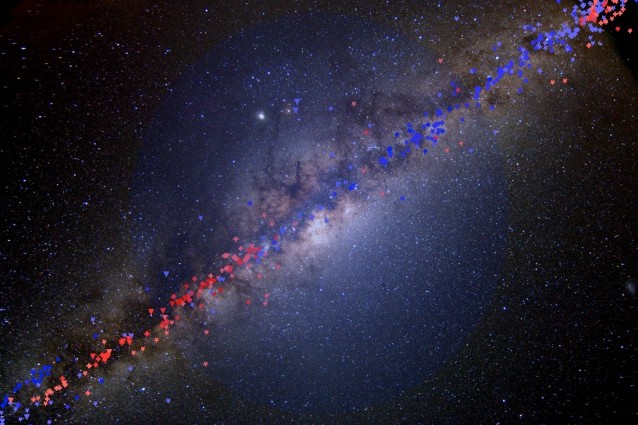 Contrassegnati i punti di riferimento per le misurazioni in una delle porzioni centrali della Via Lattea (Photo: Serge Brunier)