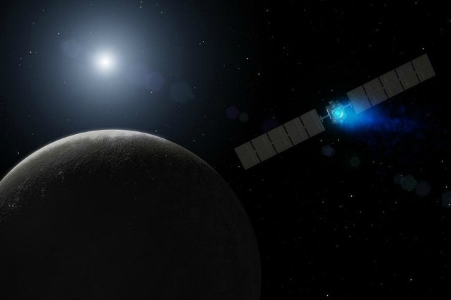 Rappresentazione artistica NASA di Dawn sulla strada del pianeta nano Cerere