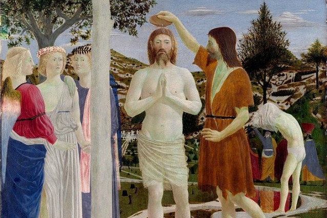 Il Battesimo di Cristo di Piero della Francesca (1445), particolare