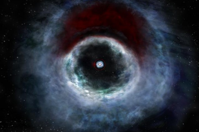 Rappresentazione artistica del sistema in formazione attorno alla stella binaria HD 142527 – Credit B. Saxton (NRAO/AUI/NSF)