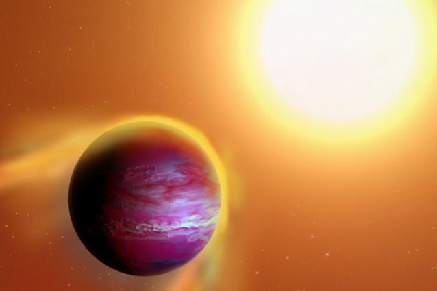 Rappresentazione artistica del pianeta PTFO8–8695 B (Image by A. Passwaters/Rice University based on original available under CC license at https://commons.wikimedia.org/wiki/File:Kepler–70b.png)