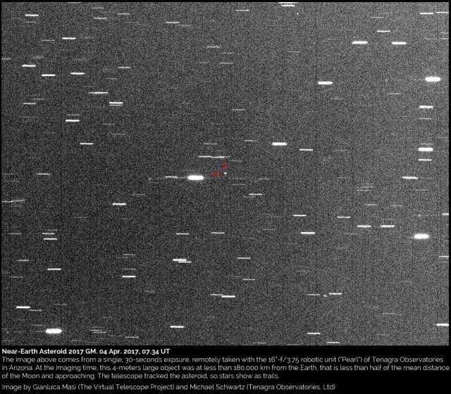 L'asteroide fotografato da Gianluca Masi del Virtual Telescope