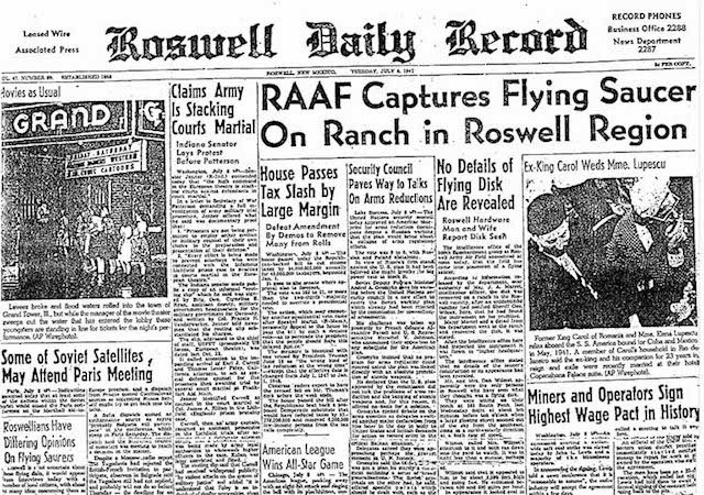 L'annuncio dell'Ufo–crash di Roswell. Foto da Wikipedia