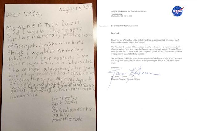Jack, 9 anni, manda il suo curriculum 'alieno' alla NASA: 'Sono un Guardiano della Galassia'