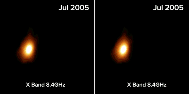 Lunghezze d’onda radio di Arp299 che mostra l’emissione dei getti Credit: Bill Saxton,Nrao/Aui/Nsf