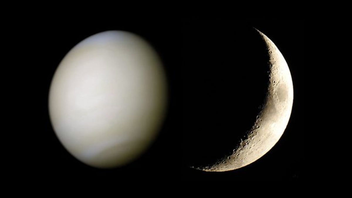 La Luna e Venere. Credit: Luna/Andrea Centini – Venere/NASA