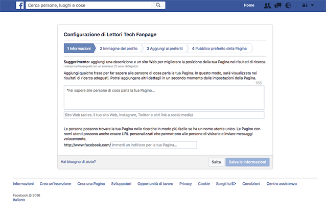 Come creare una pagina su Facebook: la configurazione