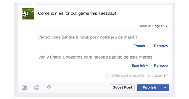 Post multilingua su Facebook