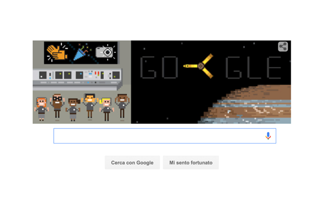 Sonda spaziale Juno, un Google Doodle per celebrare l'entrata nell’orbita di Giove