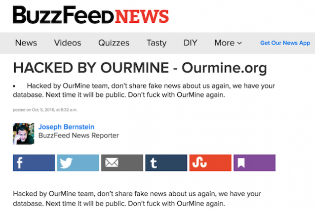 BuzzFeed vittima di un attacco hacker: i giornalisti avevano esposto un membro del gruppo OurMine