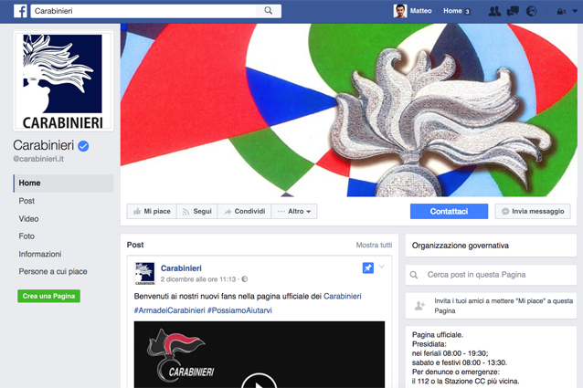 Pagina Facebook dei Carabinieri: ecco perché vi ritrovate il Mi Piace