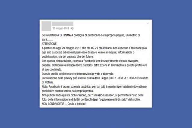 La bufala del messaggio della Guardia di Finanza sulla privacy