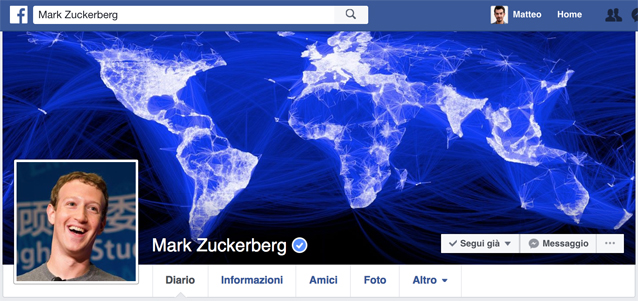 Il profilo Facebook di Mark Zuckerberg