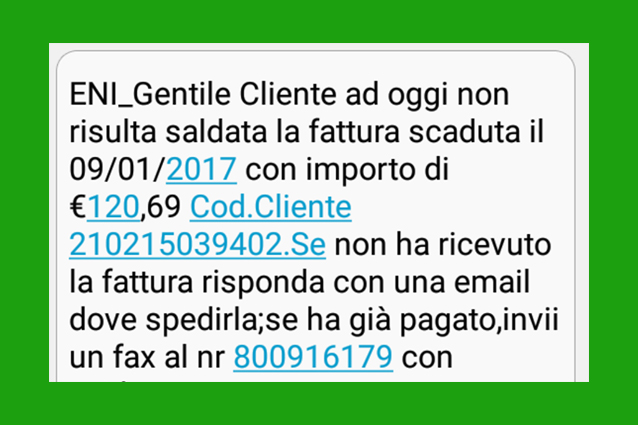 Truffa eni, attenzione al falso sms: ecco come difendersi Fax enel per avvenuto pagamento
