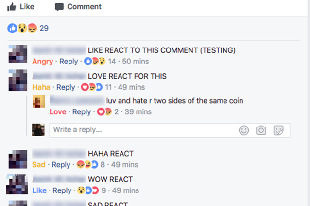 Ora su Facebook puoi usare le Reazioni anche nei commenti