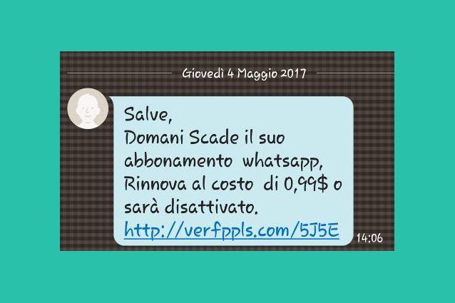 "WhatsApp scade domani se non paghi": attenzione al messaggio-truffa