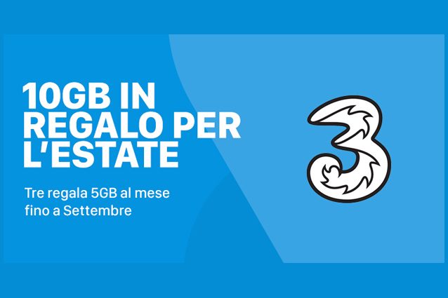 5 GB gratis di traffico dati al mese fino a settembre: la nuova offerta 3 Italia