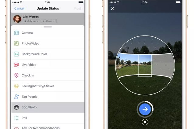 Facebook, l'app per smartphone si aggiorna e introduce "Foto a 360 gradi": ecco come funziona
