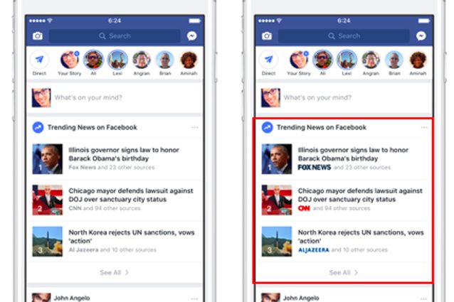 Facebook mostrerà i loghi degli editori nelle tendenze e nelle ricerche