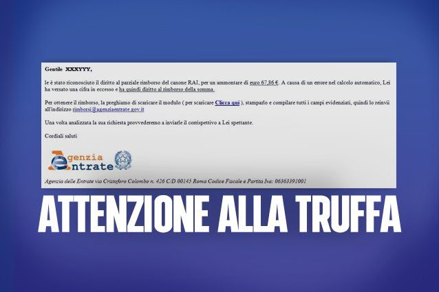 Rimborso canone Rai, attenzione a questa mail: è una truffa