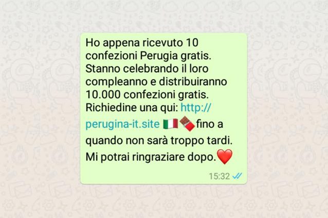 Confezioni Perugina in omaggio, attenzione al messaggio su WhatsApp: è una truffa